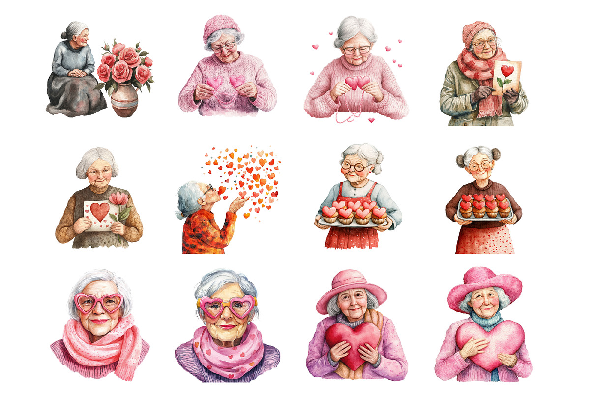 Elderly Valentine Woman Clipart, an Illustration by Design Market (Photo 2 of 3)