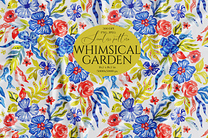 Whimsical watercolor garden print