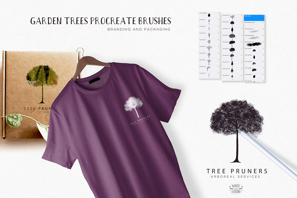 Garden Trees + Scenes Procreate Kit, a Brush Add-On by White Lane Studio (Photo 11 of 15)