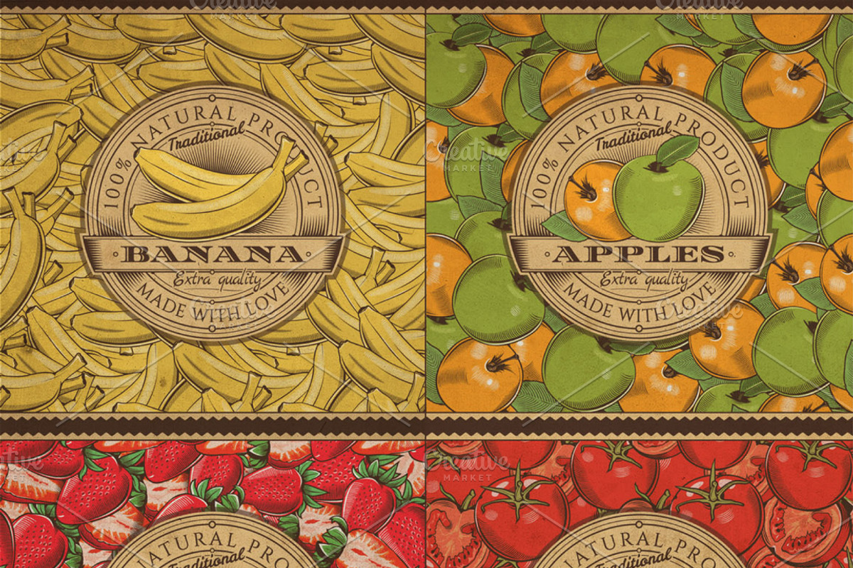 Vintage Fruits & Vegetables Labels, a Decorative Illustration by ConceptCafe (Photo 2 of 3)