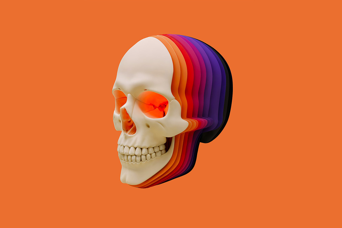 3 Vibrant Striped Skull Art, an Object Illustration by StockVerse Creative (Photo 2 of 4)