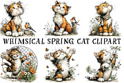 Whimsical Spring Cat Clipart, an Illustration by OK Design (Thumbnail 2 of 6)