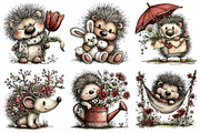 Whimsical Spring Hedgehog Png Clipar, an Illustration by Daily.Designs (Thumbnail 3 of 7)