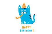 Happy Birthday Cat!, an Animal Illustration by Irene Loal (Thumbnail 1 of 2)