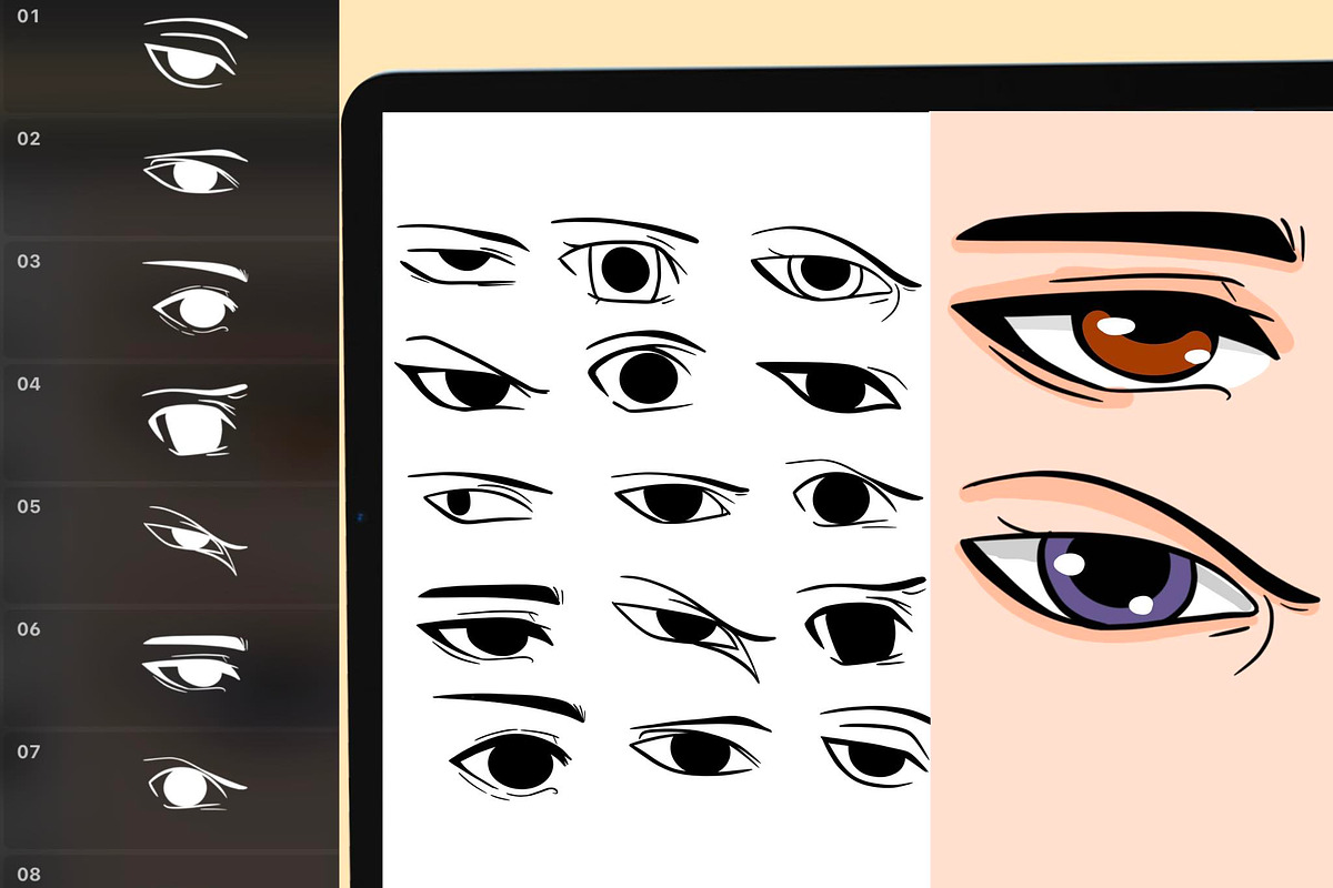 130+ Procreate Anime Eye Stamps, a Brush Add-On by DrawingStoryShop (Photo 4 of 8)