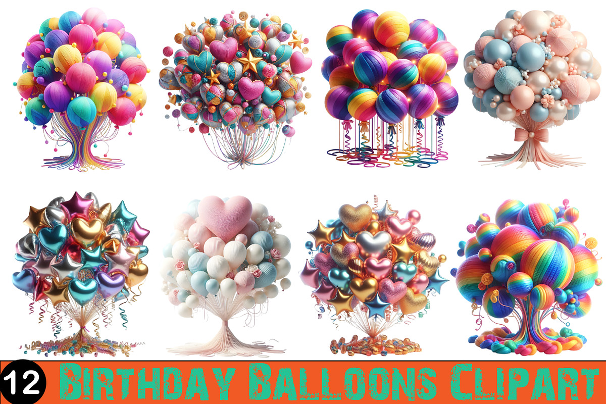 Birthday Balloons Clipart PNG, an Illustration by GatewayDesign (Photo 1 of 3)