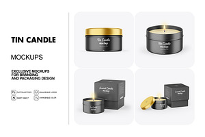 Tin Candle With Box Mockups