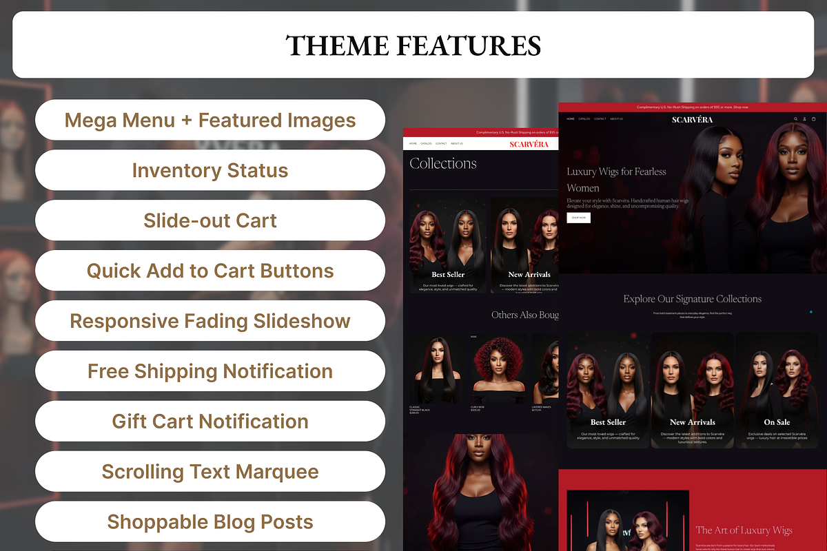 Scarvera Hair Wigs Shopify 2.0 Theme, a Shopify Template by AtelierDuVow (Photo 8 of 10)