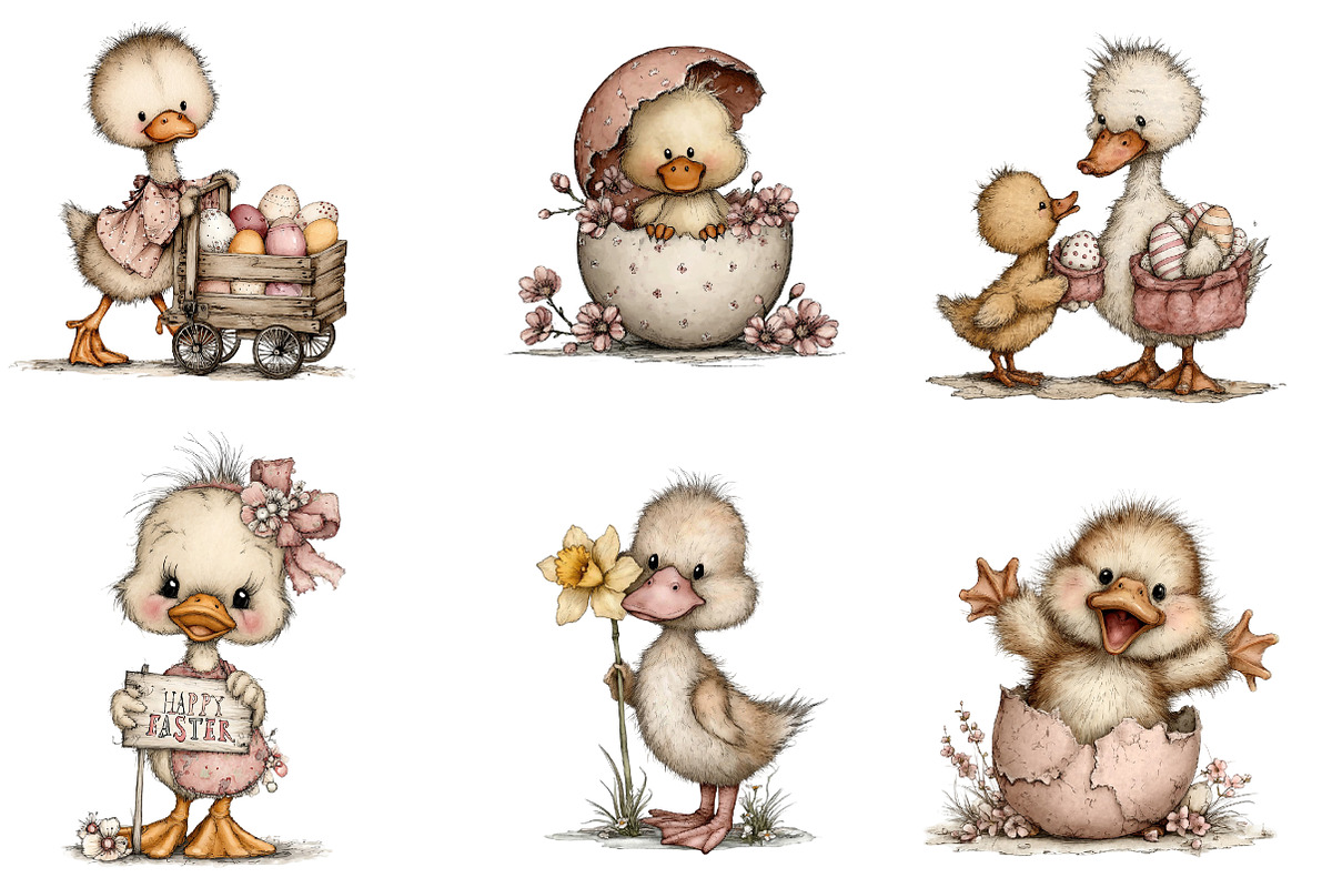 Whimsical - Easter Duck Clipart, an Illustration by CreationArt (Photo 3 of 6)
