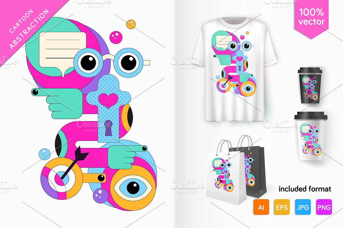Cartoon geometric art, a Decorative Illustration by KENO Mascots (Photo 1 of 3)