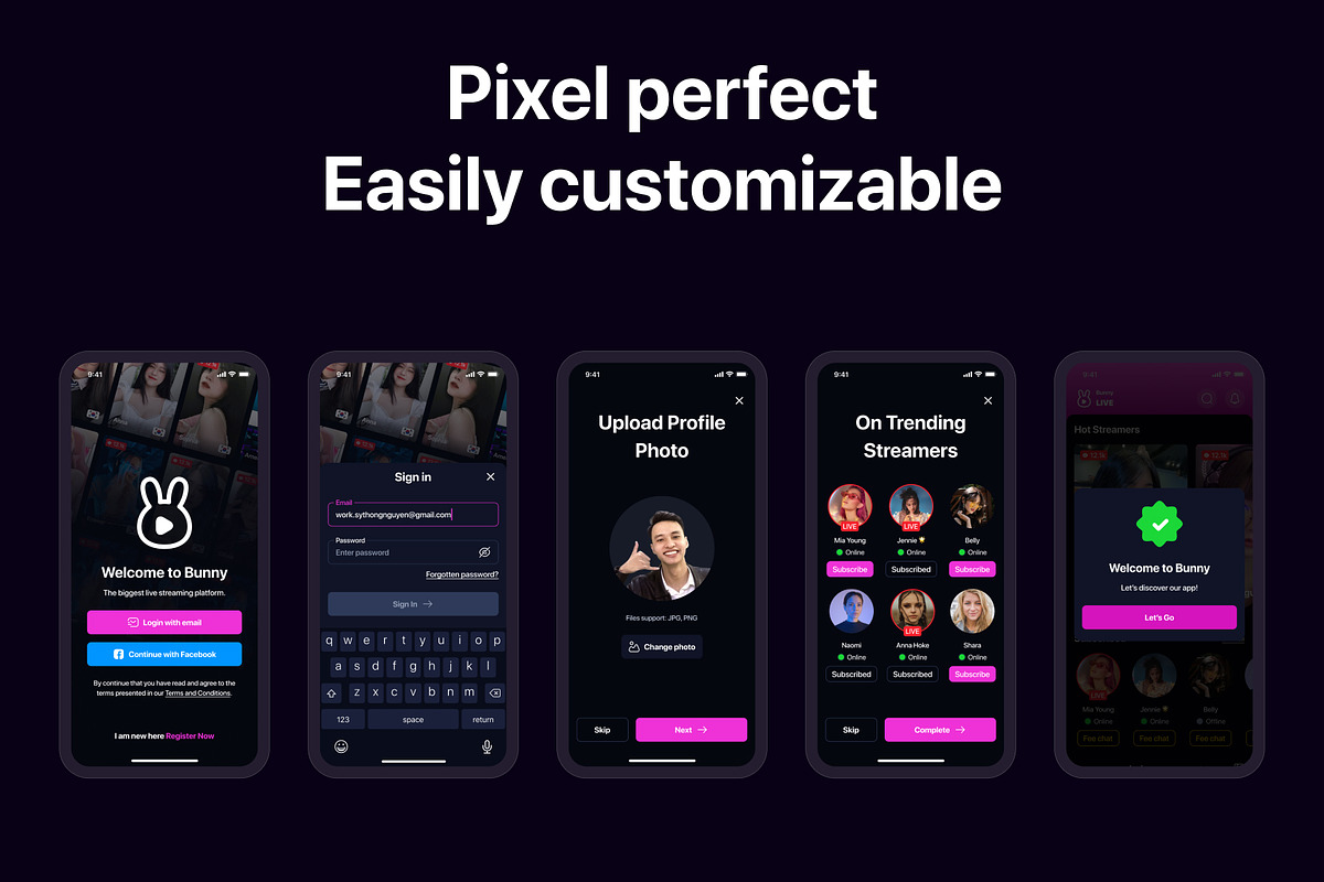 Bunny - Idol Streaming App UI Kit, an App Template by sythongnguyen777 (Photo 4 of 6)
