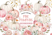 Pink Floral Pumpkin Clipart, an Illustration by TatiMockup (Thumbnail 1 of 4)