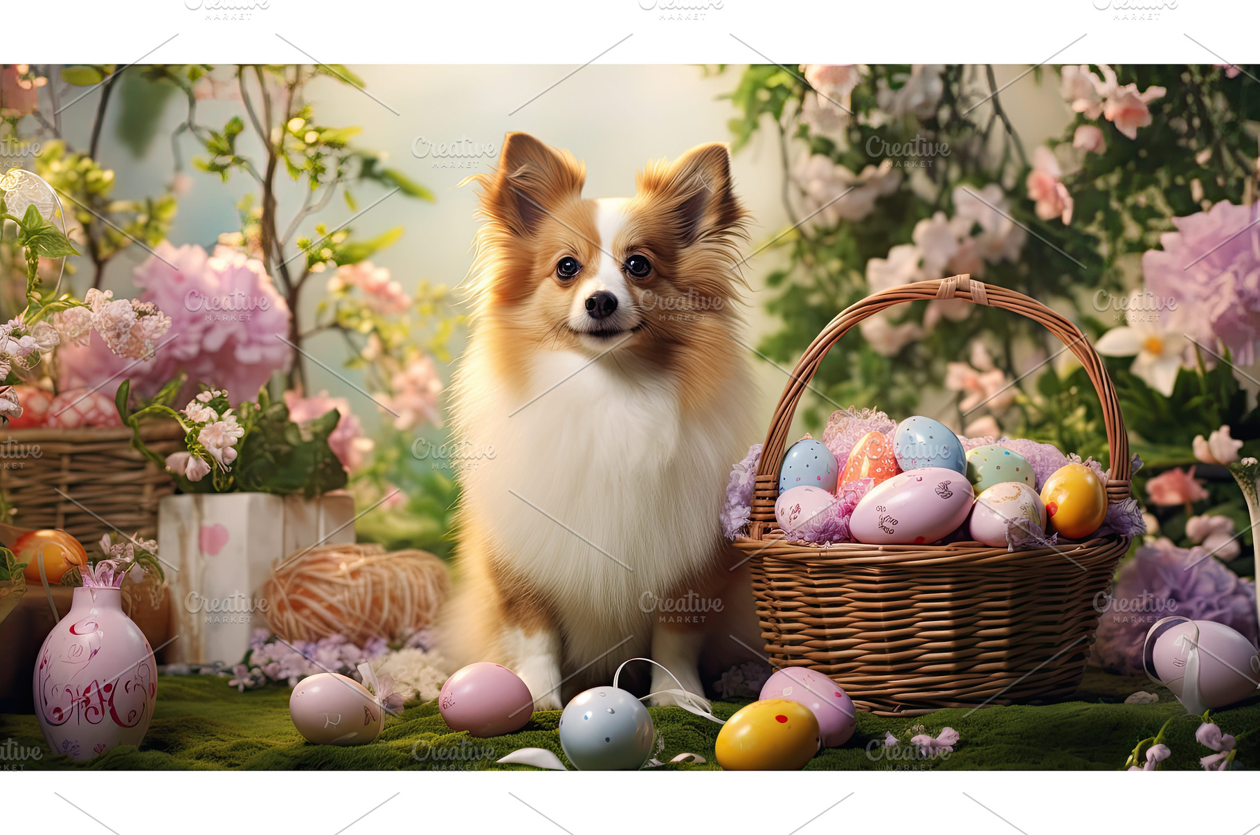hunt easter with dog ai generated, an Animal Photo by pikepicture
