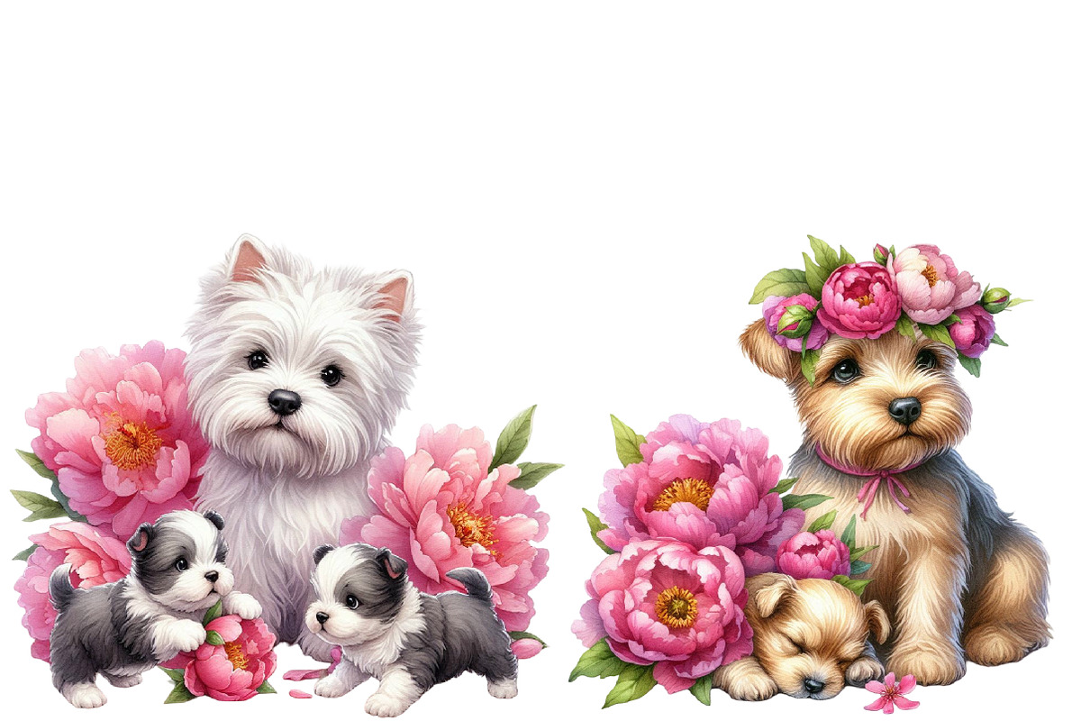 Dog Clipart, Dogs, Puppies, Piones, an Illustration by Designworld (Photo 5 of 6)