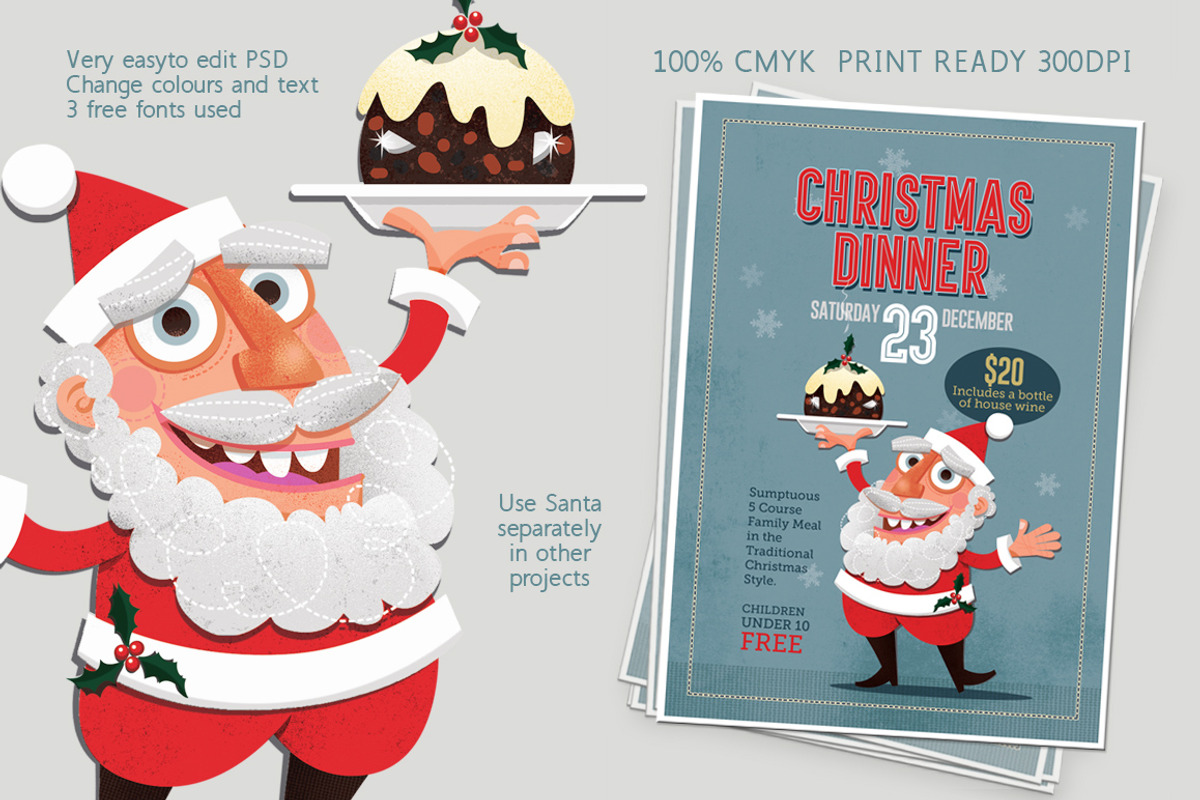 Christmas Dinner Flyer Template, a Flyer Template by JoZOO (Photo 2 of 2)