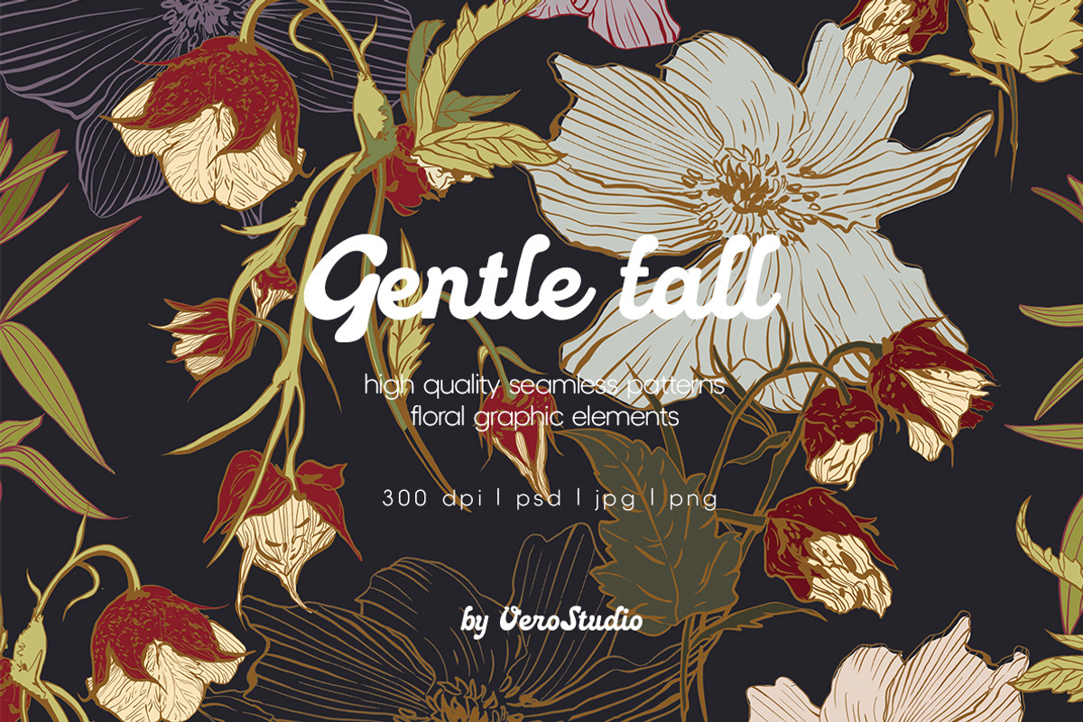 Gentle Fall Floral Patterns, a Pattern Graphic by Vero Arts (Photo 1 of 10)