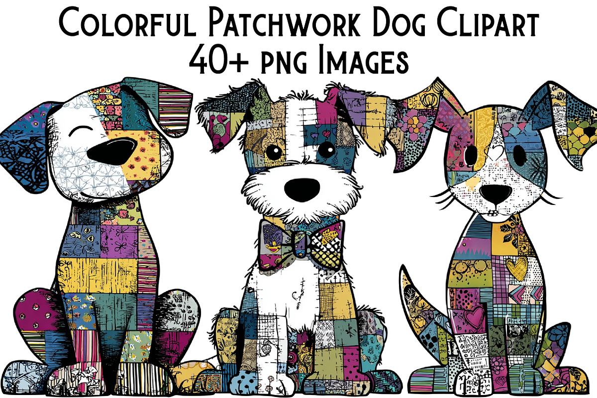 Colorful Patchwork Dog Clipart, an Illustration by Pixels.Craft (Photo 1 of 6)