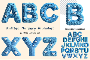 Knitted Nursery Alphabet Blue Knit