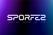 Sporfez - Futuristic Techno Font, a Sans Serif Font by Iqsiart Studio (Thumbnail 1 of 7)