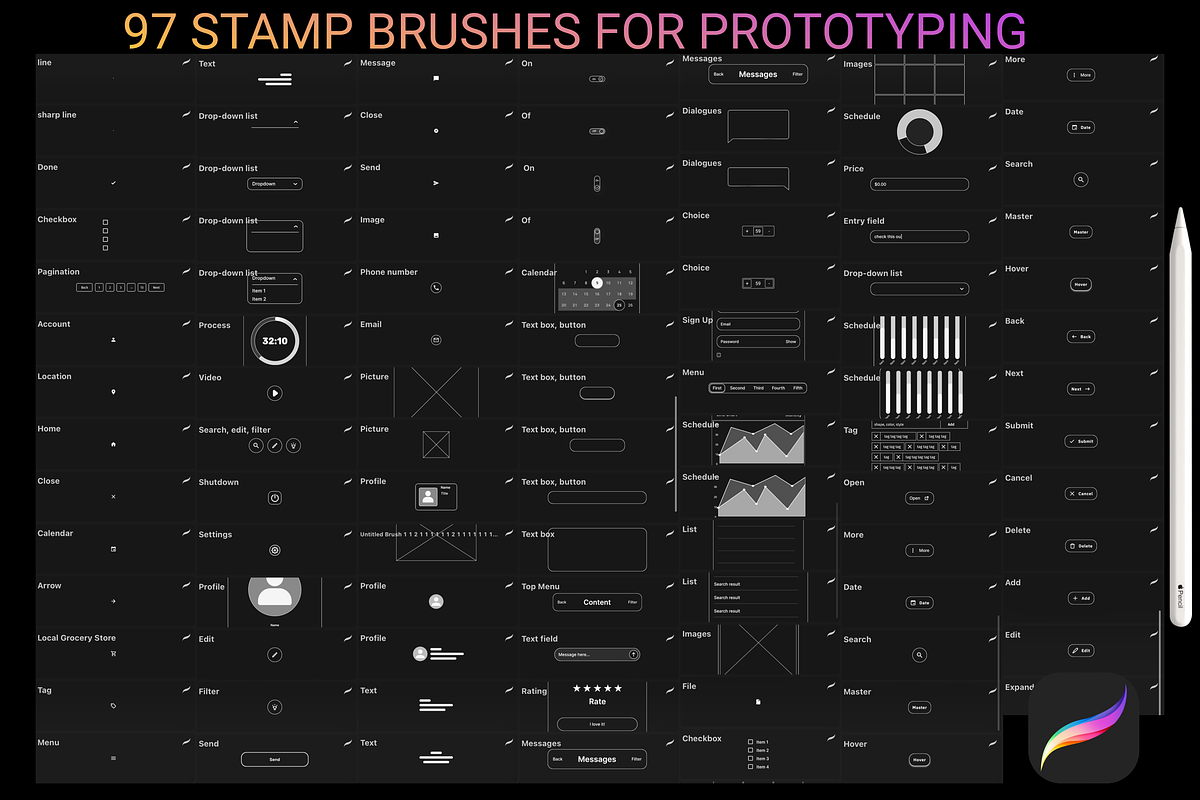 UI KIT Prototyping Procreate, a Brush Add-On by Graphics Resources (Photo 2 of 6)