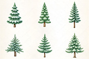 Watercolor Pine Tree with Snow Clipa, an Illustration by CrexoraLab (Thumbnail 2 of 5)