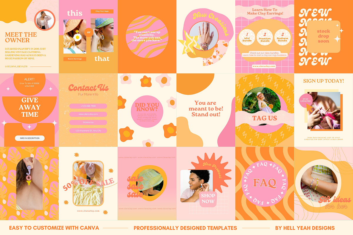 Vibrant Instagram Posts Templates, a Social Media Template by Hell Yeah Designs (Photo 3 of 8)