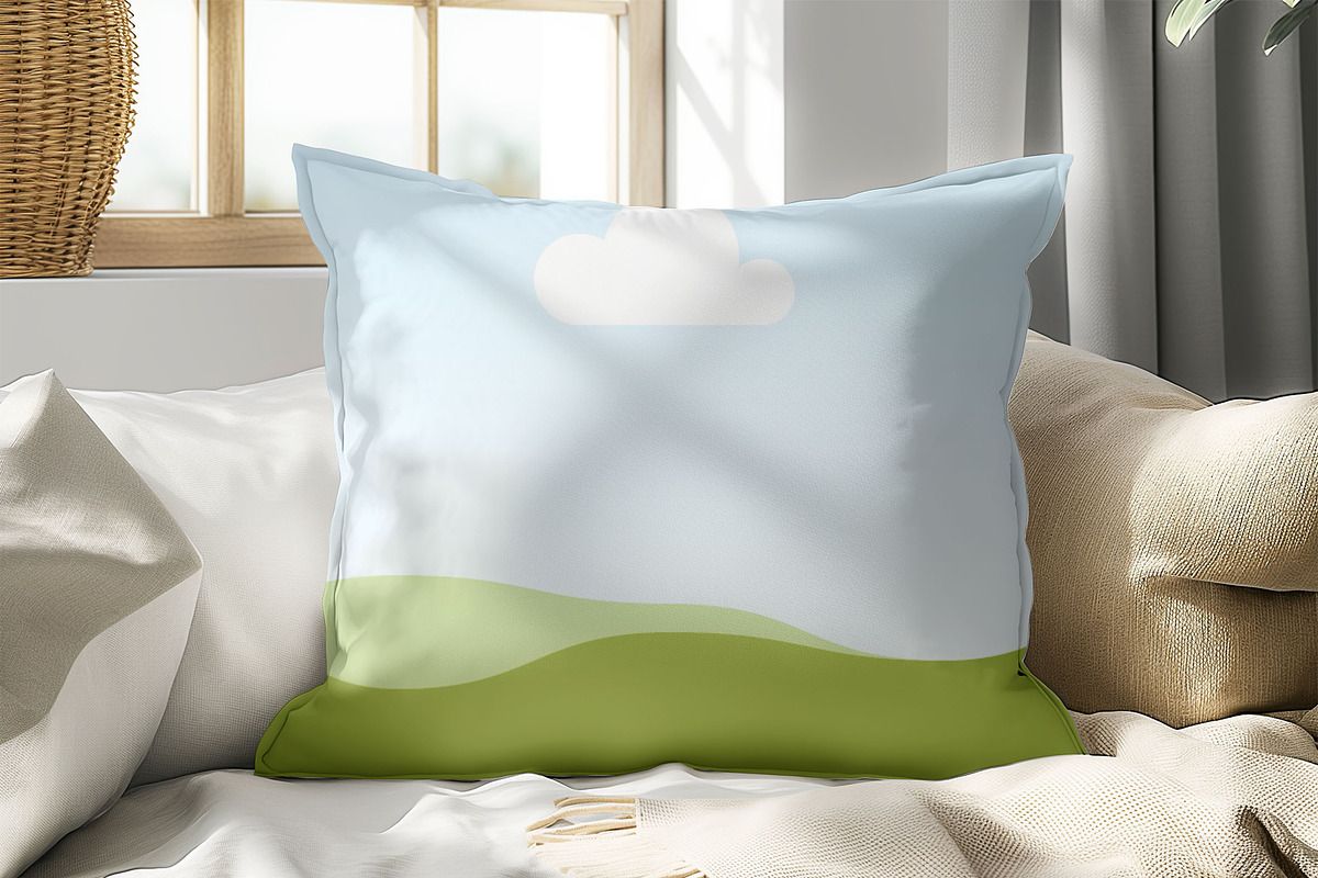 Living Room Square Pillow Mockup, a Household Mockup by NoemieDesigns (Photo 6 of 11)