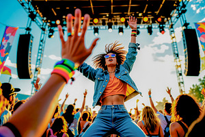 Euphoric woman at a concert, a Photo by rarrarorro