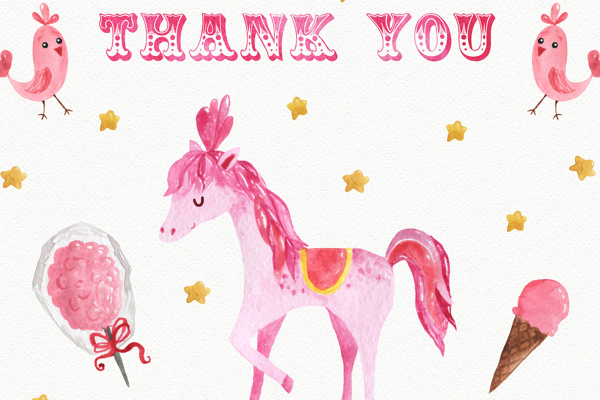 Circus Watercolor Clipart Set, an Animal Illustration by LeMagiqueBoutique (Photo 9 of 9)