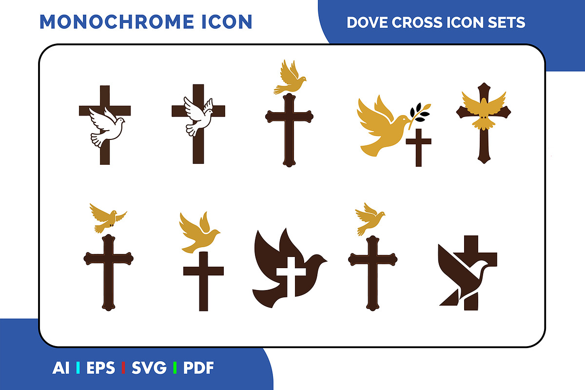 Dove & Cross Duotone Icon Set, a Duotone Icon by Fontmine Studio (Photo 1 of 3)