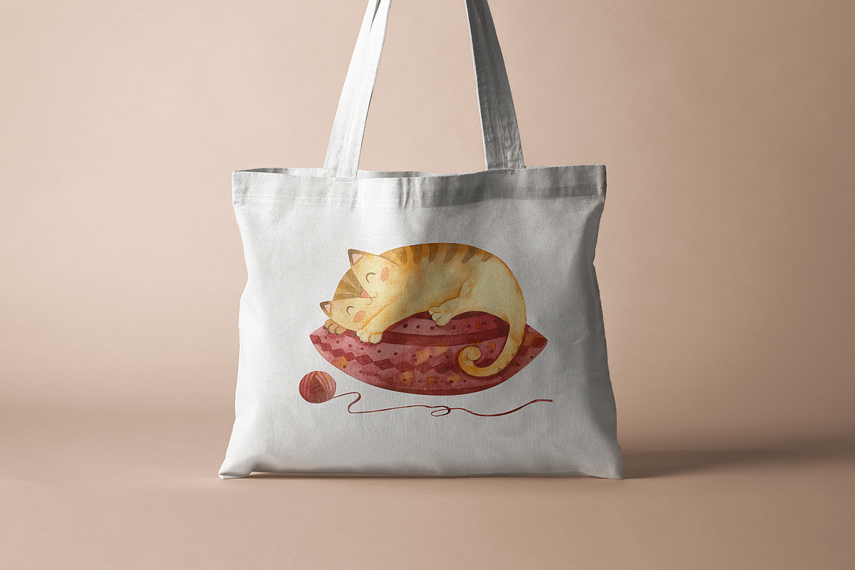 Watercolor Cute Cats and Knitting, an Object Graphic by Valin Malin (Photo 6 of 8)