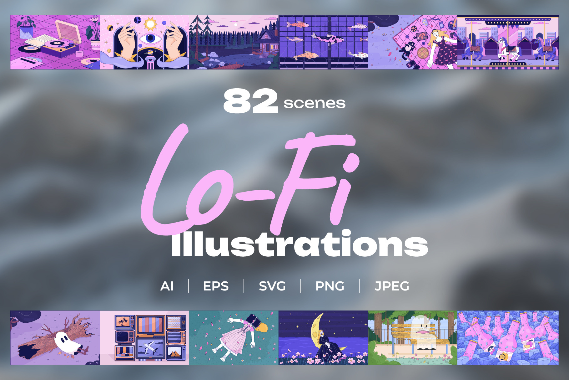 LoFi Dreamy Illustrations Big Bundle, a Decorative Illustration by IMG ...