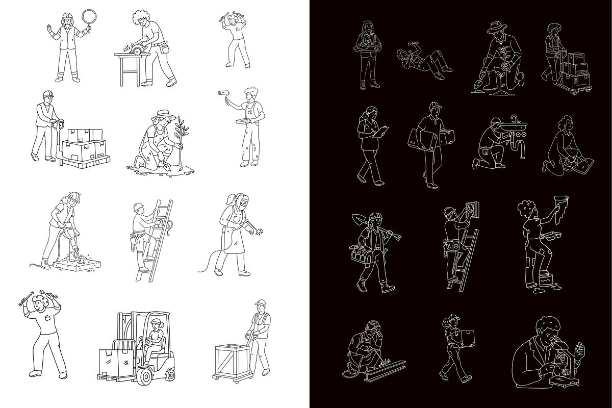 labour day hand drawn vector 30 set, a Person Illustration by foxndeer (Photo 4 of 4)