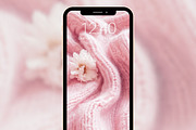 Soft Pink Knitted & Floral Phone BG, a Wallpaper Graphic by Kalindiprints (Thumbnail 2 of 6)