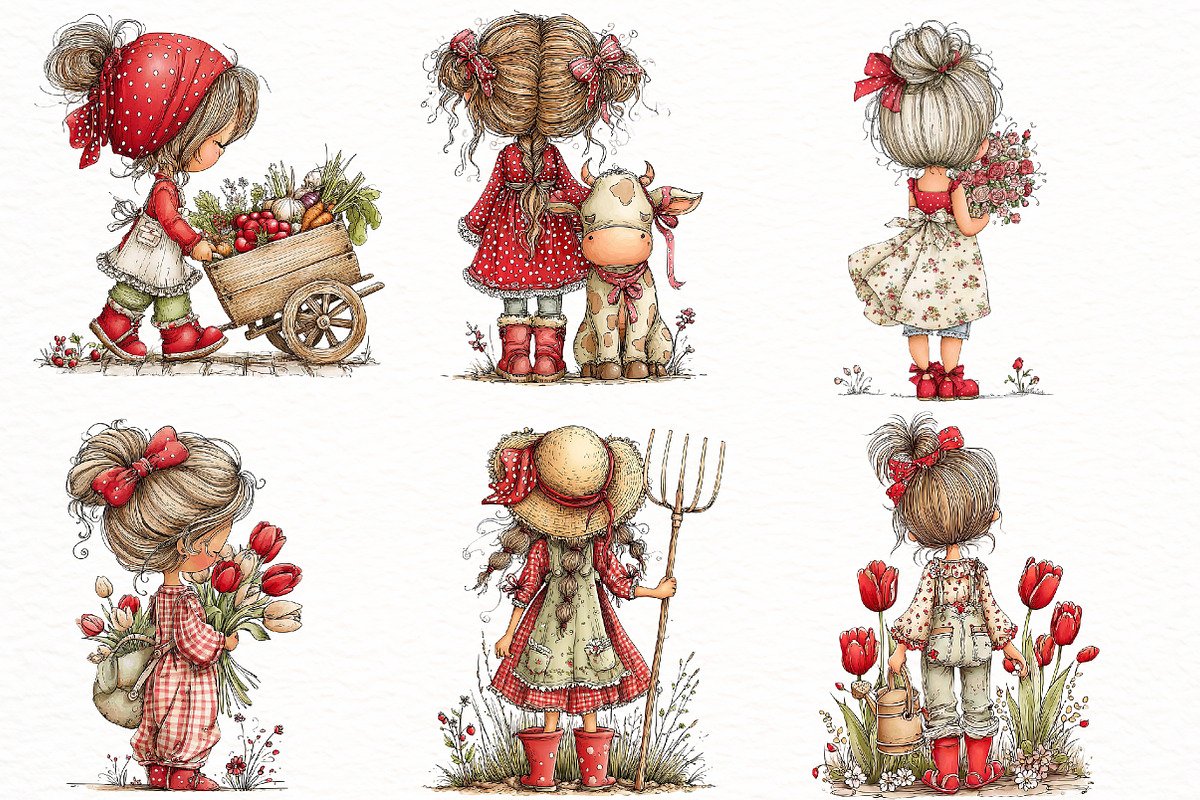 Watercolor coquette farm girl Clipar, an Illustration by Designworld (Photo 4 of 8)