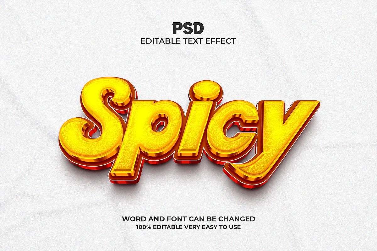 Spicy 3d editable text effect, a Layer Style Add-On by Design Fly (Photo 1 of 2)