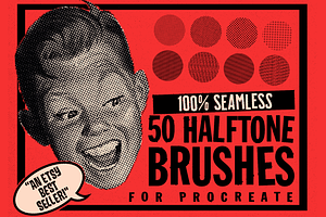 50 Halftone Brushes for Procreate