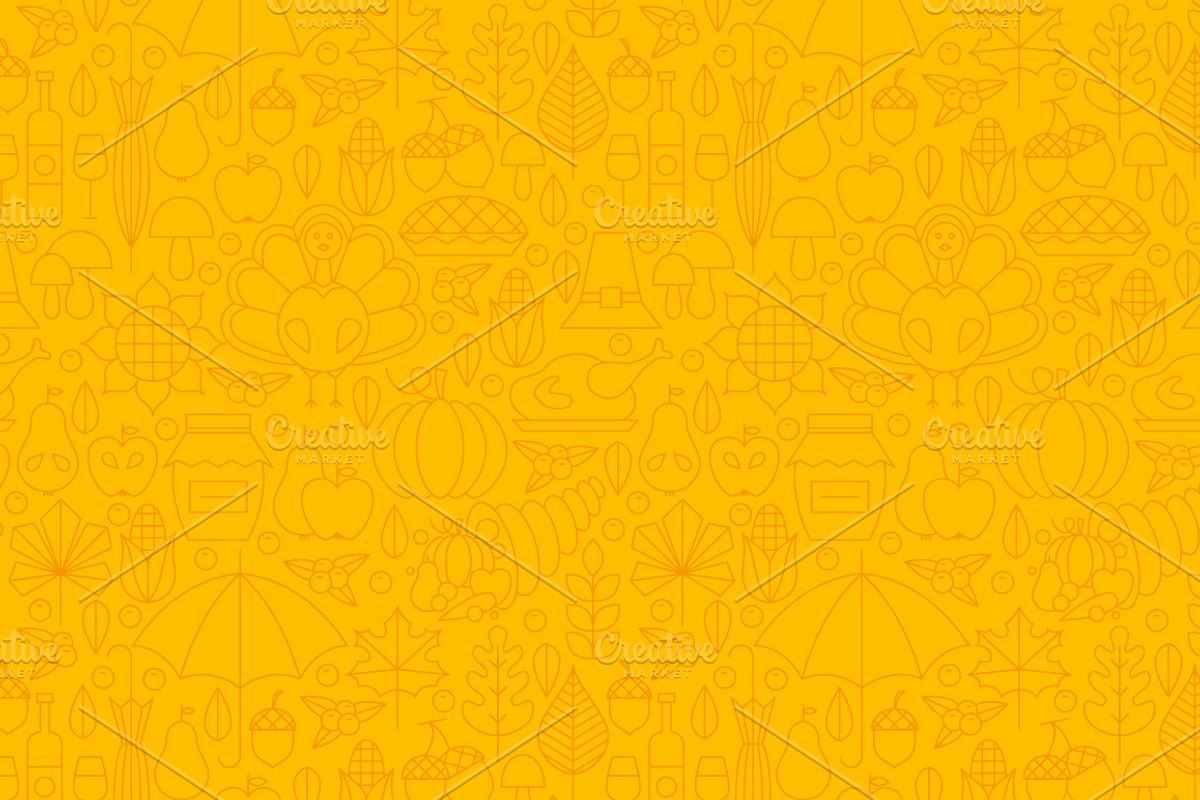 Thanksgiving Line Seamless Patterns, a Pattern Graphic by Anna_leni (Photo 6 of 7)