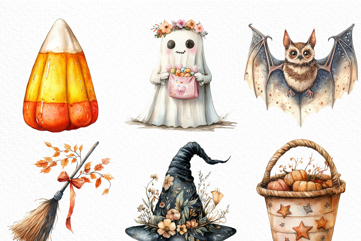 Boho Halloween Trick or Treat Clipar, an Illustration by Craft Nest (Photo 4 of 6)