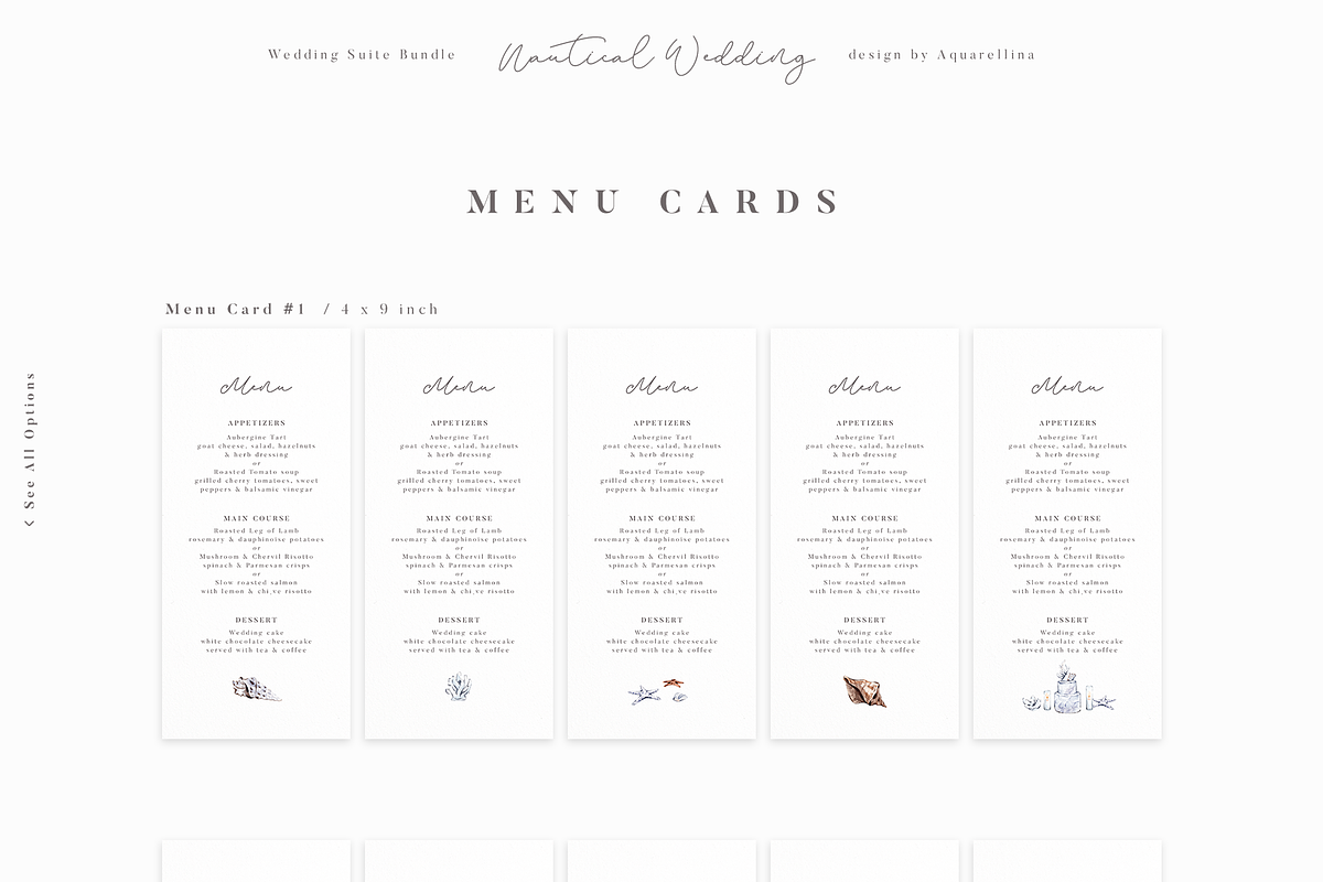 Nautical Wedding Invitations BUNDLE, an Invitation Template by Aquarellina (Photo 16 of 21)