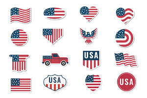 USA Flag Sticker, a Card Template by MightyDesign