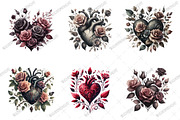 Gothic Floral Heart Clipart, an Illustration by designcity5 (Thumbnail 2 of 5)