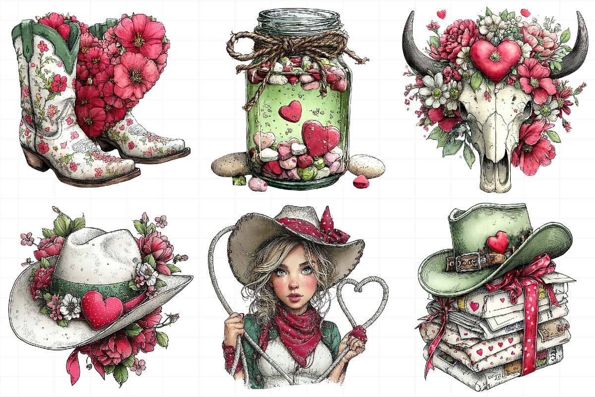 Western Valentine Clipart Bundle, an Illustration by Daily.Designs (Photo 4 of 7)