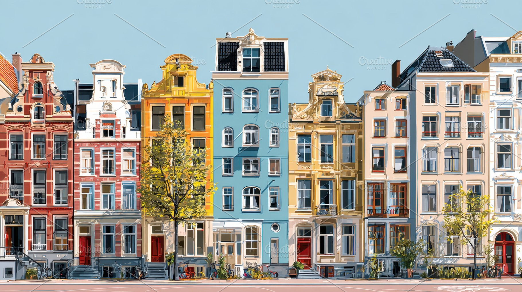 Canal street with colorful buildings, a Photo by Beautiful things