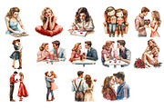 Retro Romantic couple clipart set, an Illustration by Craft Nest (Thumbnail 2 of 4)