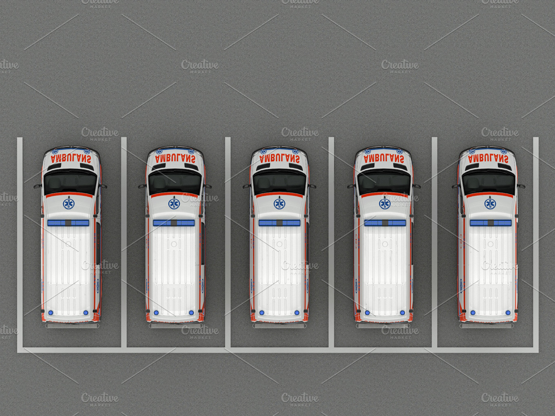 Ambulance parking top view, a Transportation Photo by digibox