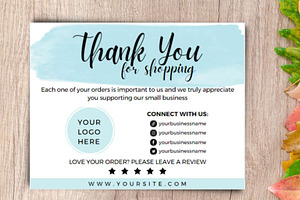 Thank You Order Card Blue Canva 03