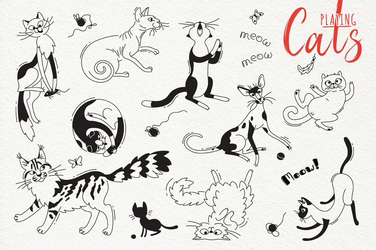 Cats Playing, an Animal Illustration by Baksiabat (Photo 2 of 5)