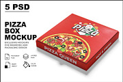 Pizza Box Mockup, a Packaging Mockup by mockupbuys (Thumbnail 1 of 11)