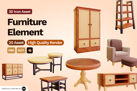 3D Furniture Element Icon, an Object 3D Model by SLAB! Design